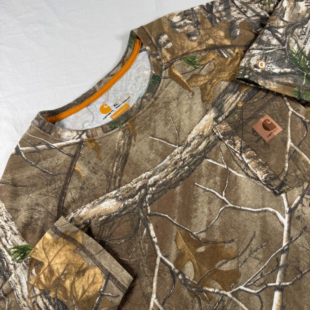 Carhartt Men's Size XL Reg Camo Realtree Force Relaxed Fit Long Sleeve T-Shirt